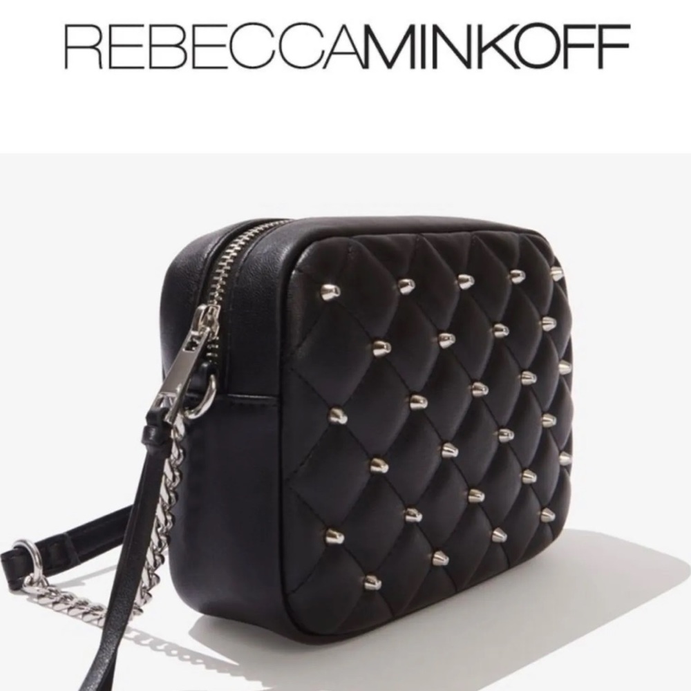 Rebecca Minkoff Top Zip Studded Vegan Black Crossbody New in Package HP - Picture 5 of 13